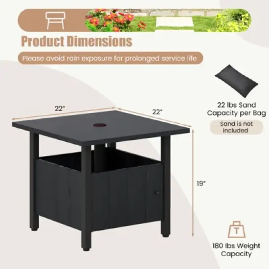 Tangkula 2PCS Outdoor Side Table w/ 1.89" Umbrella Hole Patio Umbrella Table Base Stand image {7}