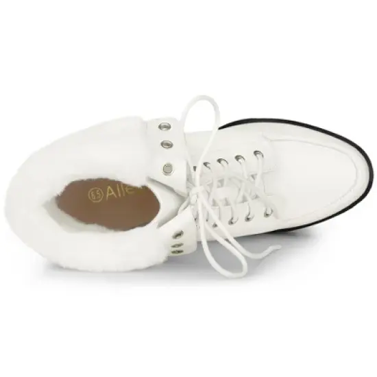 Allegra K Women's Platform Foldable Chunky Heels Lace Up Ankle Boots image {5}