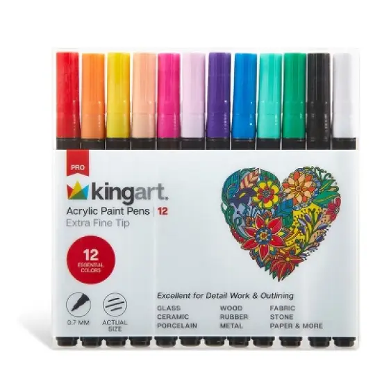 KINGART Pro Paint Pens Extra Fine Tip, 12 Colors image {4}