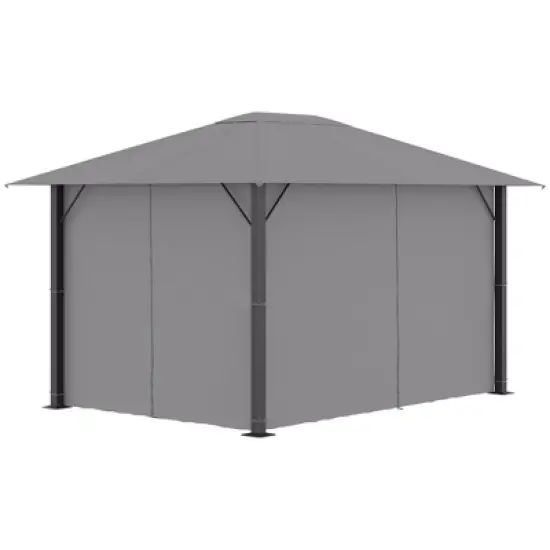 Outsunny 13' x 10' Patio Gazebo Outdoor Canopy Shelter with Sidewalls, Vented Roof, Aluminum Frame for Garden, Lawn, Backyard and Deck image {4}