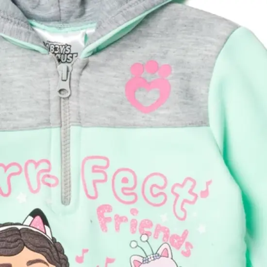 Dreamworks Gabby's Dollhouse Kitty Fairy Cakey Cat Gabby Girls Fleece Half Zip Hoodie Little Kid  image {5}