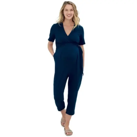Ingrid & Isabel Maternity Short Sleeve Knit Jumpsuit image {6}