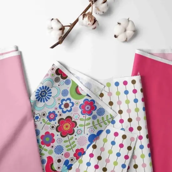 Bacati - Botanical Floral Birds Pink Multicolor 3 pc Crib Bedding Set image {1}