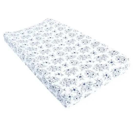 Hudson Baby Infant Girl Changing Pad Cover, Blue Toile, One Size image {2}