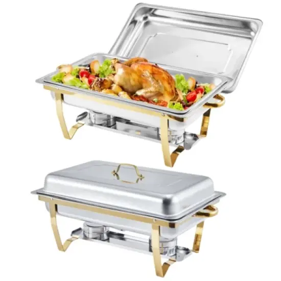 Chafing Dishes for Buffet ,8 Qt Stainless Steel Chafers and Buffet Warmers Sets With Lid, Rectangle Serving Food Warmer Catering Supplies Buffet image {7}
