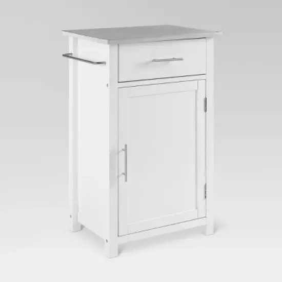 Savannah Stainless Steel Top Compact Kitchen Island Cart White - Crosley image {4}