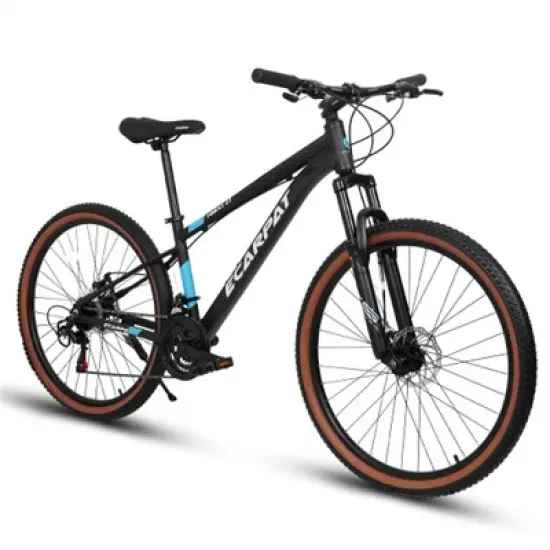 VASIP 27 inch wheel mountain bike, 21-speed disc brake trigger transmission, aluminum frame unisex mountain bike, Black+Blue image {1}