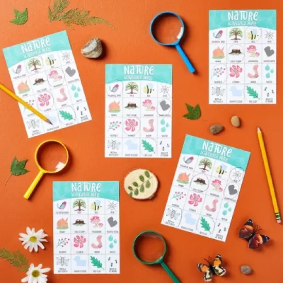Infinite Curiosity 50 Pack Nature Themed Scavenger Hunt Cards for Kids, Outdoor Family Find and Seek Game image {1}