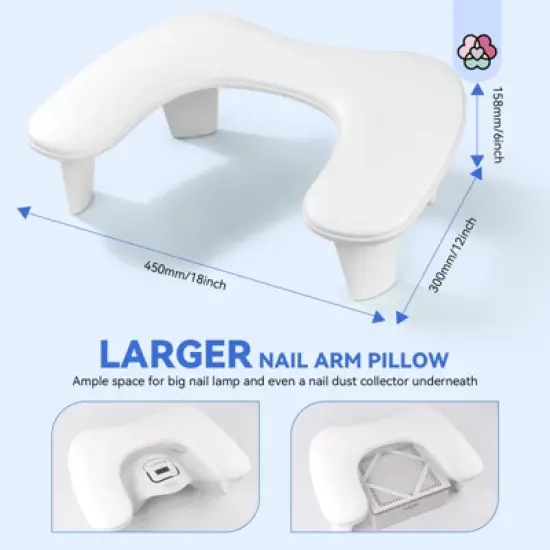 Saviland Salon-Pro Arm Rest: Ergo U-Shape Hand Pillow w/IPX4 Waterproof & Detachable Base.(Salon White) image {3}