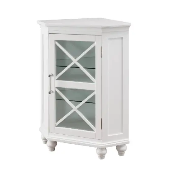 Ridge Corner Floor Cabinet with Glass Door White - Teamson Home image {5}