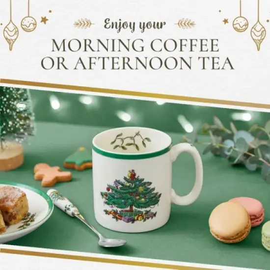 Spode Christmas Tree Mug Set of 4 - 9oz Ceramic - Microwave, Oven, Freezer & Dishwasher Safe - Festive Holiday Coffee Tea Cup image {5}
