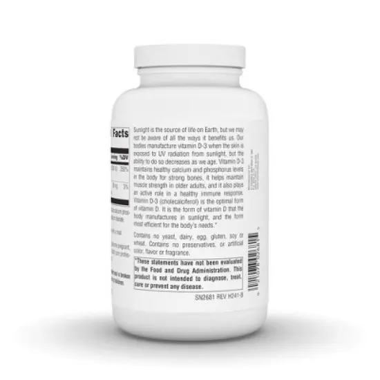 Vitamin D-3 2000 IU by Source Naturals, Inc.  -  400 Capsule image {2}