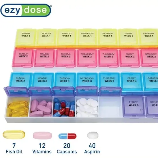 Ezy Dose Monthly (28-Day) Pill Organizer, Daily Compartments (Large) image {2}