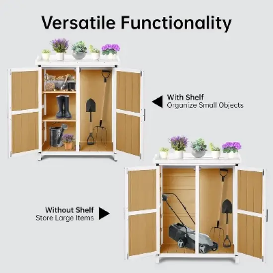 Potting Bench Outdoor Cabinet with Metal Tabletop, Wooden Storage Cabinets Weatherproof for Outside, Planting Work Benches image {5}