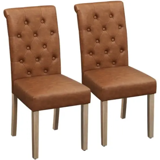 Yaheetech 2pcs Classic Fabric Upholstered Dining Chair Kitchen Chair image {12}