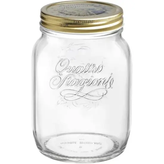Bormioli Rocco Quattro Stagioni Mason Jar - One-Piece Twist Top Lid, Beehive Motif - Embossed Glass Container, BPA-Free, Made in Italy image {9}