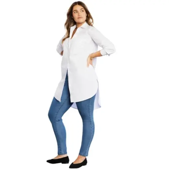 June + Vie by Roaman's Women&rsquo;s Plus Size Poplin La Vie Max Tunic image {1}