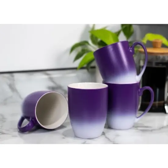 Elanze Designs Squeeze The Day Two Toned Ombre Matte 10 ounce New Bone China Coffee Tea Cup Mug, Purple and White image {4}