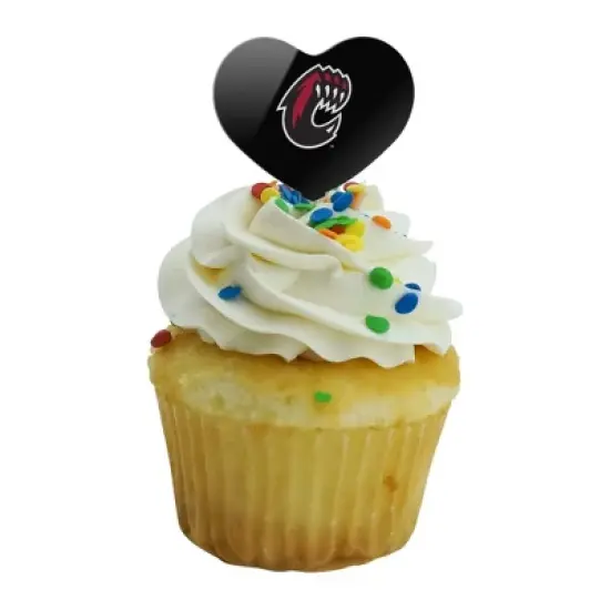 Central Washington University Secondary Logo Heart Love Cupcake Picks Toppers Decoration Set of 6 image {4}