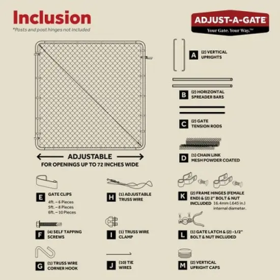Adjust-A-Gate Fit-Right Chain Link Fence Walk-Through Gate Kit, Metal Fencing Gate with Round Corner Frame image {2}