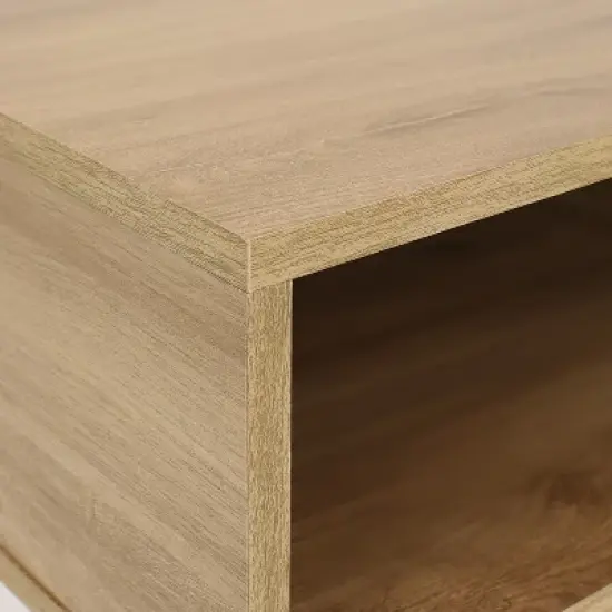 Sunnydaze Indoor Industrial-Style Nightstand with Open Shelf - MDP - Brown image {6}