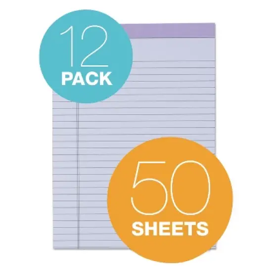 Tops Prism Plus Colored Legal Pads 8 1/2 x 11 3/4 Orchid 50 Sheets Dozen 63140 image {1}