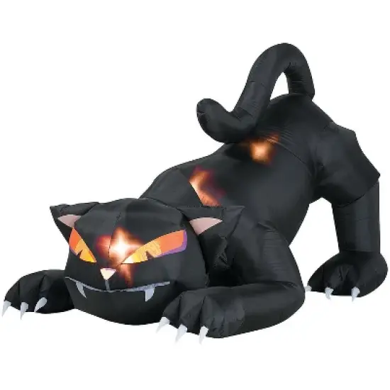 72" Blow Up Inflatable Black Cat With Turning Head Halloween Decoration image {1}