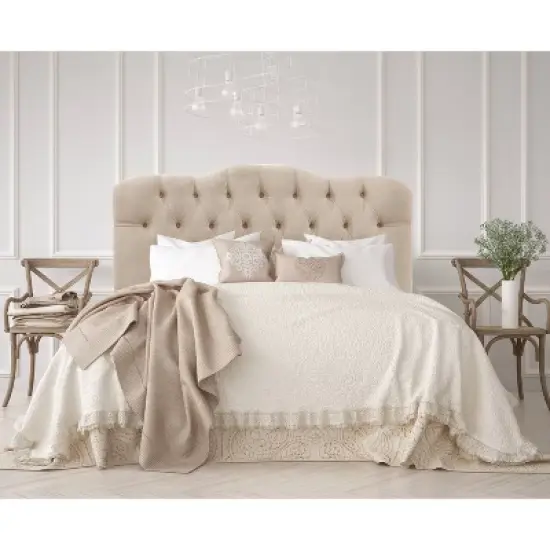 Queen Tufted Headboard Velvet Pearl - Skyline Furniture image {5}