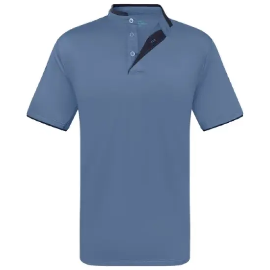Men's Short Sleeve Henley Polo Shirt with Contrast-Trim image {12}