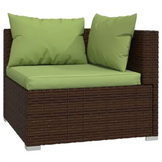vidaXL Brown Patio Furniture - Green Cushion - 2 Seats image {4}