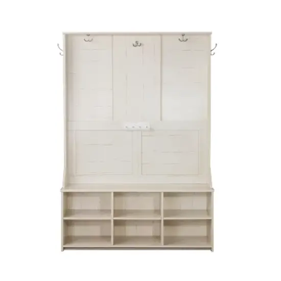 Saint Birch Salisbury Hall Tree and Shoe Bench, Antique White image {1}