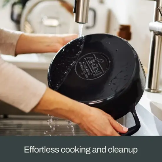 All-Clad 4 Quart Cast Iron  Braiser with Lid, Black image {7}