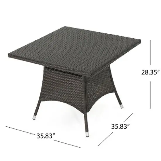 PAGED Wicker Outdoor Dining Table Round Patio Dining Table with Powder Coated Frame for Patio, Lawn, Poolside image {4}