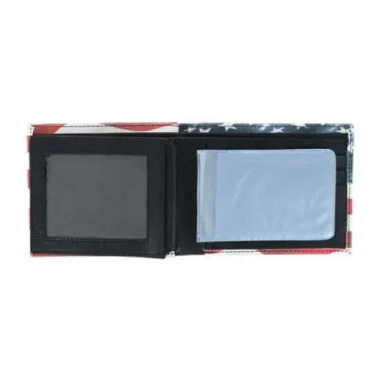 CTM Men's Leather American Flag Bifold Wallet image {3}