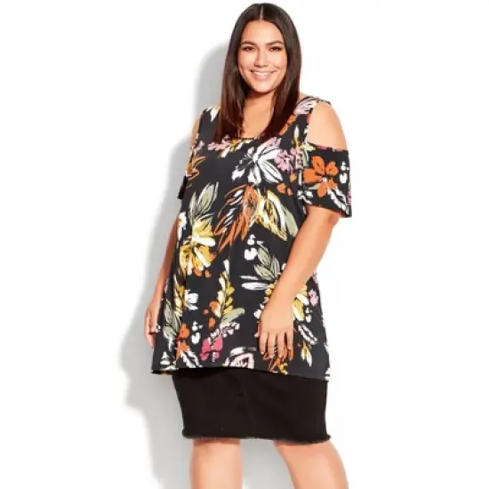 Women's Plus Size Claire Cold Shoulder Print Tunic  - Avalon | AVENUE image {3}