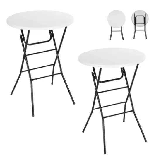 MUKE 31.5" Round Folding Picnic Table, Portable Cocktail Table with Detachable Legs, Waterproof for Indoor/Outdoor Events & Camping image {12}