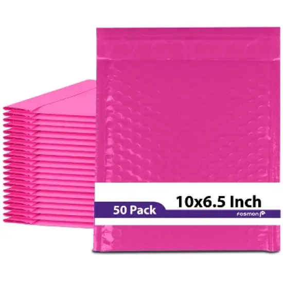 Fosmon #0 Colored PINK Poly Bubble Mailer 6.5" x 10", Padded Shipping Envelopes, 6.5 x 9" Usable size - 50 Pack image {9}
