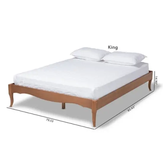Marieke Wood Bed Frame Ash Walnut - Baxton Studio image {8}