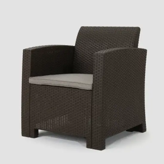Jacksonville 4pc Faux Wicker Chat Set - Brown - Christopher Knight Home image {3}