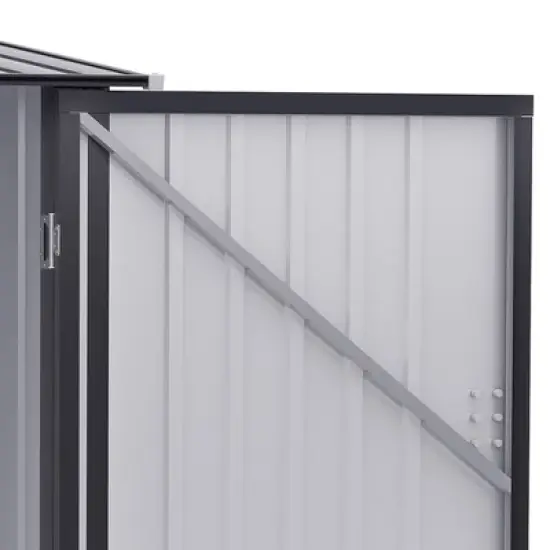MOEPISY 3.3FT x 3.4FT Outdoor Storage Shed, Galvanized Metal Utility Garden Tool House, Lockable Door, Dark Gray image {5}