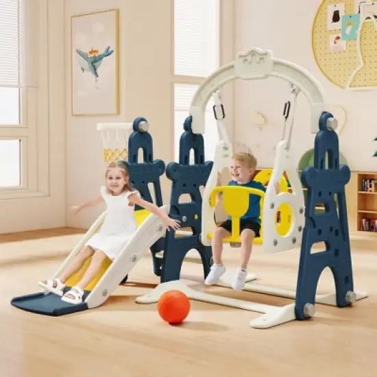 3-in-1 Kids Slide for Toddlers Slide and Swing Set,Indoor image {12}