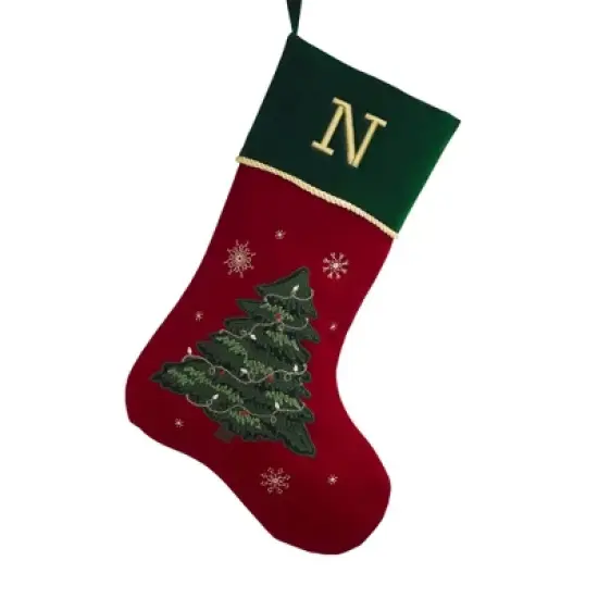 Personalization Mall Traditional Tree Embroidered Initial Christmas Stockings image {15}