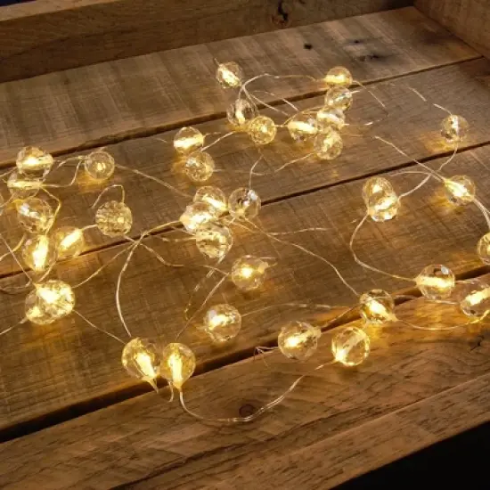 Lumabase 2ct Battery Operated Mini String Lights with Crystal Balls image {1}