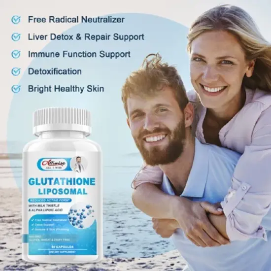 Alliwise Liposomal Glutathione Supplement, Max Absorption, Powerful Antioxidant, 120 Softgels image {4}