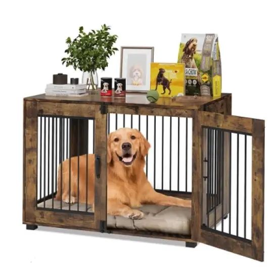 Dog Crate Furniture, 42.1" L Wooden Dog Kennel for Indoor Use, Stylish Dog Cage End Table image {1}