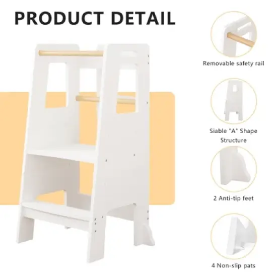 Dronkon MDF Toddler Tower, Toddler Kitchen Helper Step Stool image {4}
