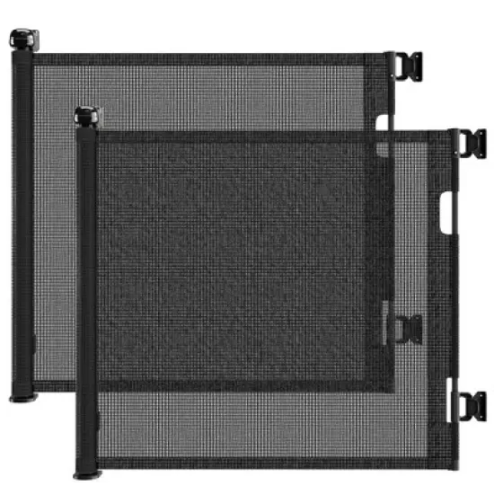 Lirago 2 Pack Retractable Baby Gate for Stairs with Door Pressure Mounted Walk Through Gate for Dogs Extends Wide for Indoor Outdoor Use Black image {8}