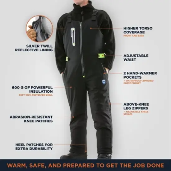 RefrigiWear Men's Insulated Extreme Softshell High Bib Overalls -60F Protection image {2}