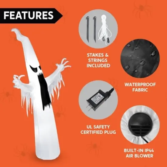 Joyfy 12 FT Halloween Inflatable Outdoor Decoration, Towering Terrible Ghost Inflatable with Built-in LED for Halloween Party Yard Outdoor Decoration image {4}