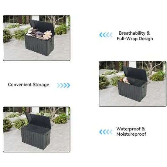 Gulches 200 Gallon Metal Outdoor Storage Box, Gray, Lockable Waterproof Patio Deck Box with Oxford Fabric Bag image {7}